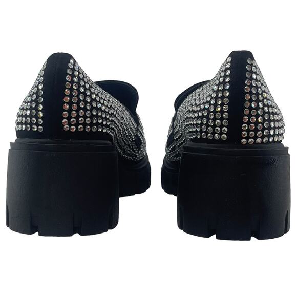 Madden NYC Rhinestone Lug Sole Penny Loafers Black Women Size 8 - Picture 4 of 7